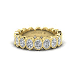 14K Gold Oval Cut Halfway Eternity Milgrain Bezel Set Lab Grown Diamond Wedding Band Ring - Abtin & Company 