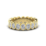 14K Gold Oval Cut Halfway Eternity Milgrain Bezel Set Lab Grown Diamond Wedding Band Ring - Abtin & Company 
