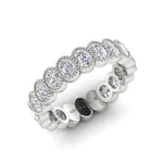 14K Gold Oval Cut Three Quarter Way Eternity Milgrain Bezel Set Lab Grown Diamond Wedding Band Ring - Abtin & Company 