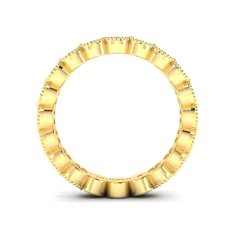 14K Gold Oval Cut Three Quarter Way Eternity Milgrain Bezel Set Lab Grown Diamond Wedding Band Ring - Abtin & Company 