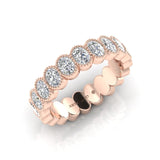 14K Gold Oval Cut Halfway Eternity Milgrain Bezel Set Lab Grown Diamond Wedding Band Ring - Abtin & Company 