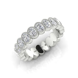 14K Gold Oval Cut Halfway Eternity Milgrain Bezel Set Lab Grown Diamond Wedding Band Ring - Abtin & Company 