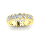 14K Gold Oval Cut Halfway Eternity Milgrain Bezel Set Lab Grown Diamond Wedding Band Ring - Abtin & Company 