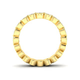 14K Gold Oval Cut Halfway Eternity Milgrain Bezel Set Lab Grown Diamond Wedding Band Ring - Abtin & Company 