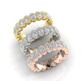 14K Gold Oval Cut Halfway Eternity Milgrain Bezel Set Lab Grown Diamond Wedding Band Ring - Abtin & Company 