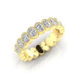 14K Gold Oval Cut Halfway Eternity Milgrain Bezel Set Lab Grown Diamond Wedding Band Ring - Abtin & Company 