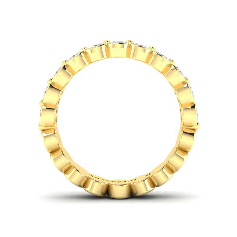 14K Gold Oval Cut Halfway Eternity Half Bezel Set Lab Grown Diamond Wedding Band Ring - Abtin & Company 