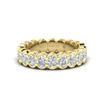 14K Gold Oval Cut Halfway Eternity Half Bezel Set Lab Grown Diamond Wedding Band Ring - Abtin & Company 