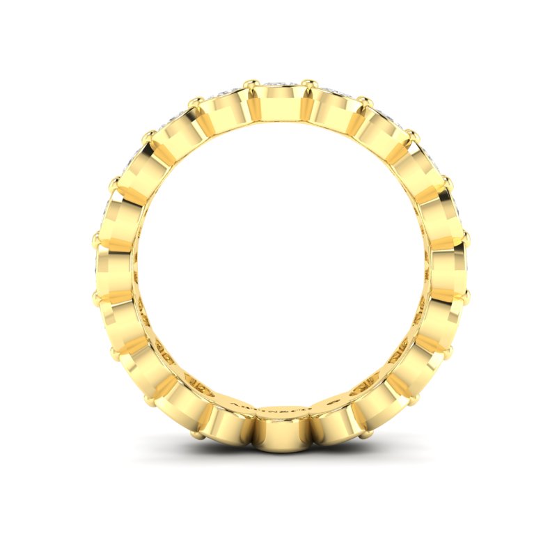 14K Gold Oval Cut Three Quarter Way Eternity Half Bezel Set Lab Grown Diamond Wedding Band Ring - Abtin & Company 