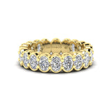 14K Gold Oval Cut Three Quarter Way Eternity Half Bezel Set Lab Grown Diamond Wedding Band Ring - Abtin & Company 