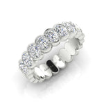 14K Gold Oval Cut Halfway Eternity Half Bezel Set Lab Grown Diamond Wedding Band Ring - Abtin & Company 