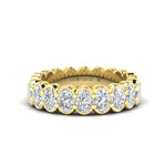 14K Gold Oval Cut Halfway Eternity Half Bezel Set Lab Grown Diamond Wedding Band Ring - Abtin & Company 