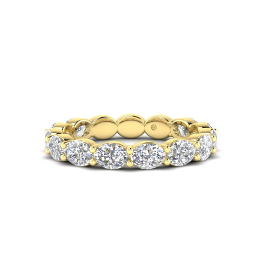 14K Gold Oval Cut Three Quarter Way Eternity East West Prong Set Lab Grown Diamond Wedding Band Ring - Abtin & Company 