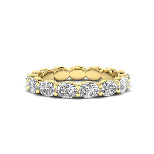 14K Gold Oval Cut Halfway Eternity East West Prong Set Lab Grown Diamond Wedding Band Ring - Abtin & Company 