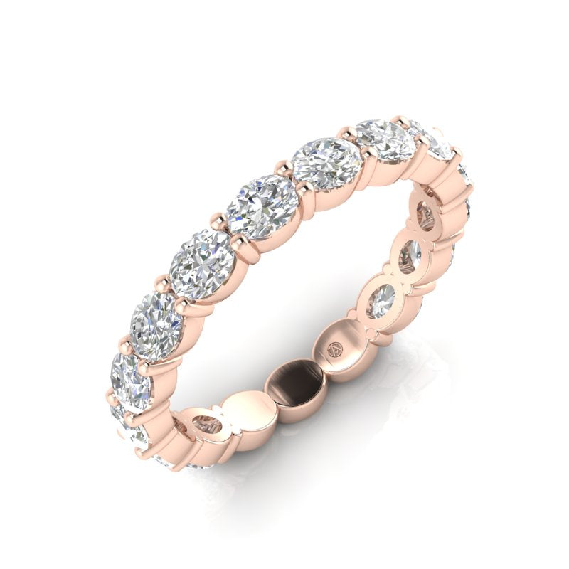 14K Gold Oval Cut Three Quarter Way Eternity East West Prong Set Lab Grown Diamond Wedding Band Ring - Abtin & Company 