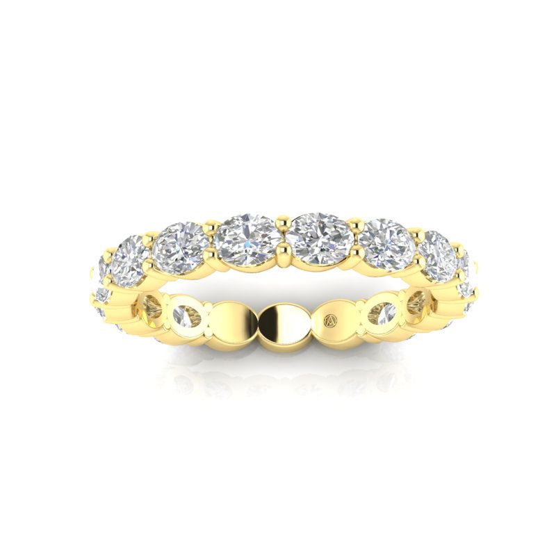 14K Gold Oval Cut Three Quarter Way Eternity East West Prong Set Lab Grown Diamond Wedding Band Ring - Abtin & Company 