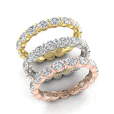14K Gold Oval Cut Three Quarter Way Eternity East West Prong Set Lab Grown Diamond Wedding Band Ring - Abtin & Company 
