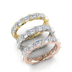 14K Gold Emerald Cut Three Quarter Way East West Eternity Prong Set Lab Grown Diamond Wedding Band Ring - Abtin & Company 