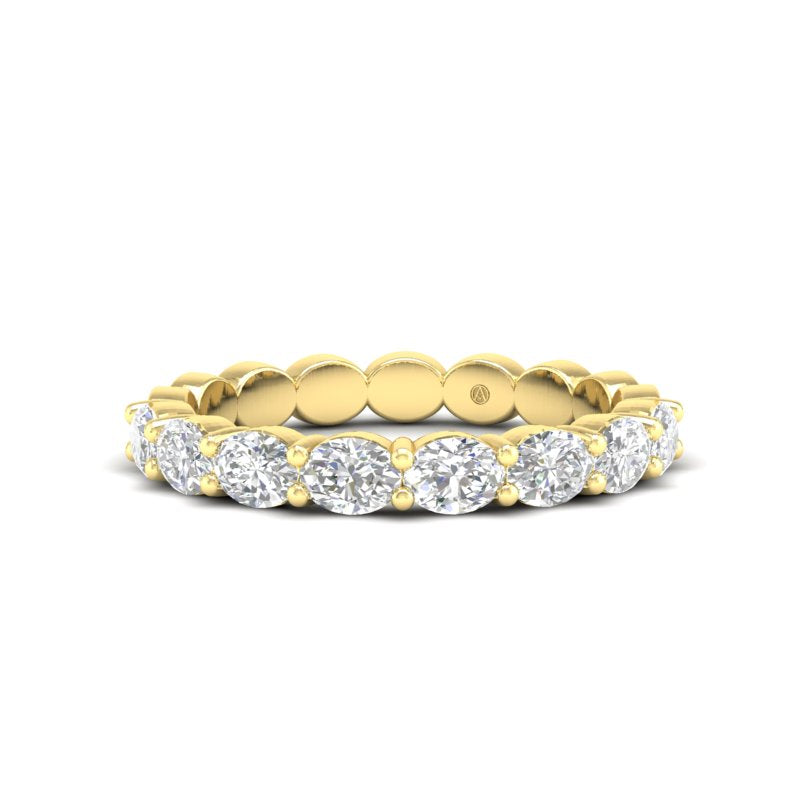 14K Gold Oval Cut Halfway Eternity East West Prong Set Lab Grown Diamond Wedding Band Ring - Abtin & Company 