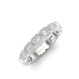 14K Gold Emerald Cut Three Quarter Way East West Eternity Milgrain Bezel Set Lab Grown Diamond Wedding Band Ring - Abtin & Company 