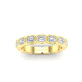14K Gold Emerald Cut Halfway East West Eternity Milgrain Bezel Set Lab Grown Diamond Wedding Band Ring - Abtin & Company 
