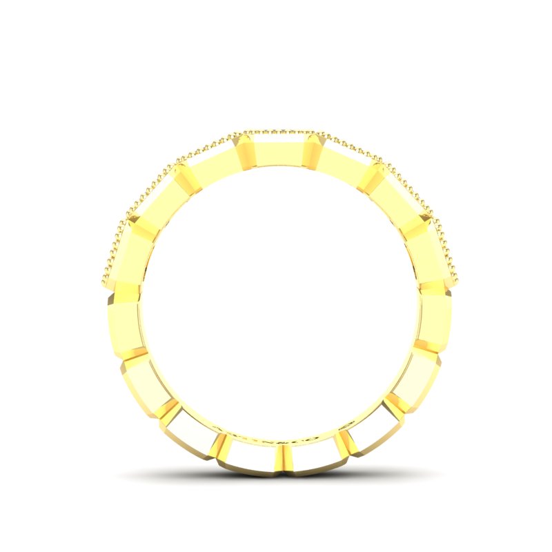 14K Gold Emerald Cut Halfway East West Eternity Milgrain Bezel Set Lab Grown Diamond Wedding Band Ring - Abtin & Company 