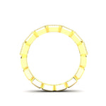 14K Gold Emerald Cut Halfway East West Eternity Milgrain Bezel Set Lab Grown Diamond Wedding Band Ring - Abtin & Company 
