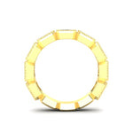 14K Gold Emerald Cut Three Quarter Way East West Eternity Milgrain Bezel Set Lab Grown Diamond Wedding Band Ring - Abtin & Company 