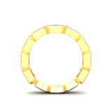 14K Gold Emerald Cut Three Quarter Way East West Eternity Milgrain Bezel Set Lab Grown Diamond Wedding Band Ring - Abtin & Company 