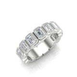14K Gold Emerald Cut Three Quarter Way Vertical Eternity Milgrain Bezel Set Lab Grown Diamond Wedding Band Ring - Abtin & Company 