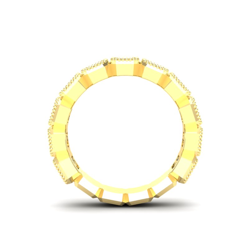 14K Gold Emerald Cut Three Quarter Way Vertical Eternity Milgrain Bezel Set Lab Grown Diamond Wedding Band Ring - Abtin & Company 