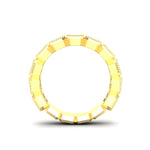 14K Gold Emerald Cut Three Quarter Way Vertical Eternity Milgrain Bezel Set Lab Grown Diamond Wedding Band Ring - Abtin & Company 