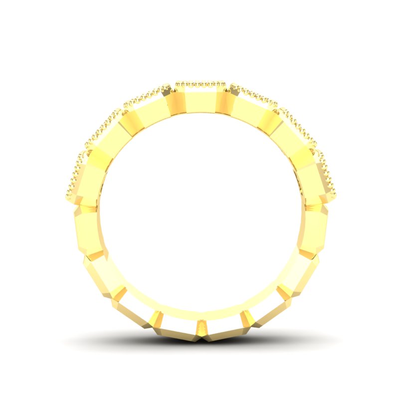 14K Gold Emerald Cut Halfway Vertical Eternity Milgrain Bezel Set Lab Grown Diamond Wedding Band Ring - Abtin & Company 