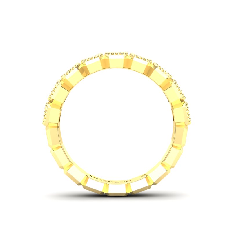 14K Gold Emerald Cut Halfway Vertical Eternity Milgrain Bezel Set Lab Grown Diamond Wedding Band Ring - Abtin & Company 