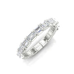 14K Gold Emerald Cut Halfway East West Eternity Modern Prong Set Lab Grown Diamond Wedding Band Ring - Abtin & Company 