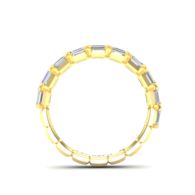 14K Gold Emerald Cut Halfway East West Eternity Modern Prong Set Lab Grown Diamond Wedding Band Ring - Abtin & Company 