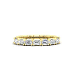 14K Gold Emerald Cut Halfway East West Eternity Modern Prong Set Lab Grown Diamond Wedding Band Ring - Abtin & Company 