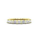 14K Gold Emerald Cut Halfway East West Eternity Modern Prong Set Lab Grown Diamond Wedding Band Ring - Abtin & Company 