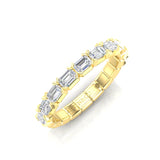 14K Gold Emerald Cut Halfway East West Eternity Modern Prong Set Lab Grown Diamond Wedding Band Ring - Abtin & Company 