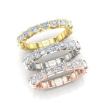 14K Gold Emerald Cut Halfway East West Eternity Modern Prong Set Lab Grown Diamond Wedding Band Ring - Abtin & Company 