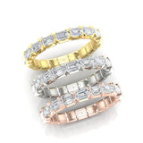 14K Gold Emerald Cut Halfway East West Eternity Modern Prong Set Lab Grown Diamond Wedding Band Ring - Abtin & Company 