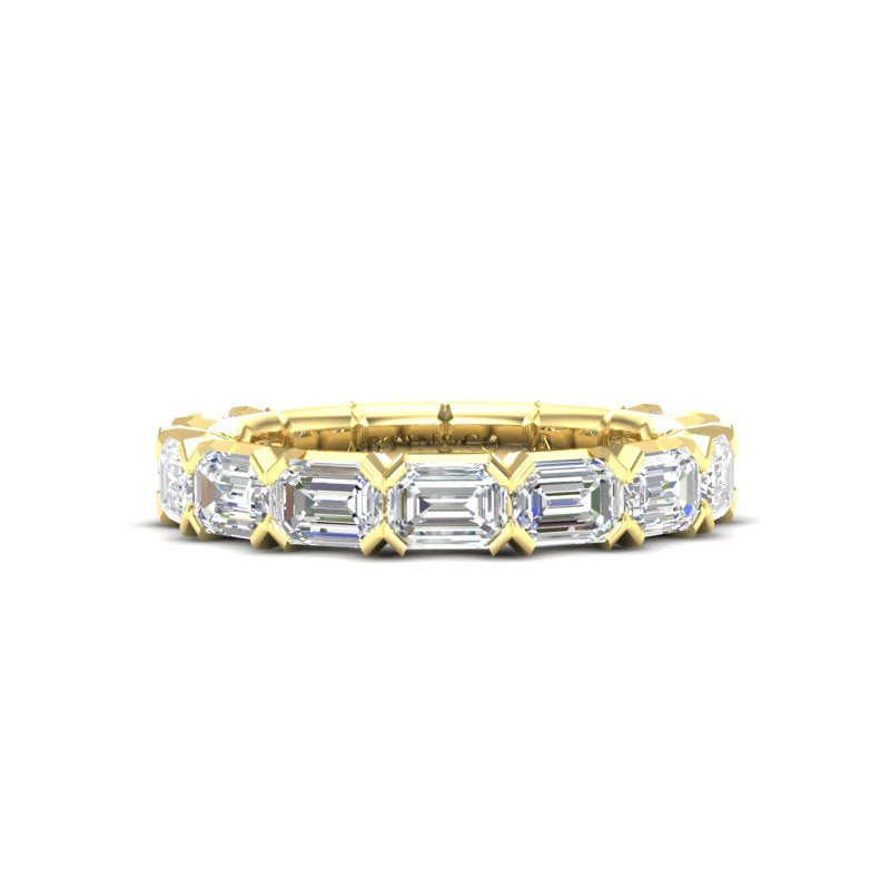 14K Gold Emerald Cut Three Quarter Way East West Eternity Modern Prong Set Lab Grown Diamond Wedding Band Ring - Abtin & Company 