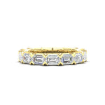 14K Gold Emerald Cut Three Quarter Way East West Eternity Modern Prong Set Lab Grown Diamond Wedding Band Ring - Abtin & Company 