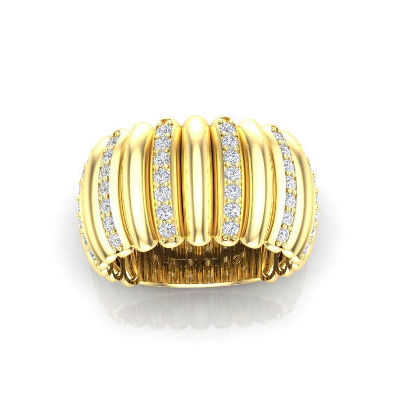 14K Gold Alternate Diamond Wide Dome Ring - Abtin & Company 