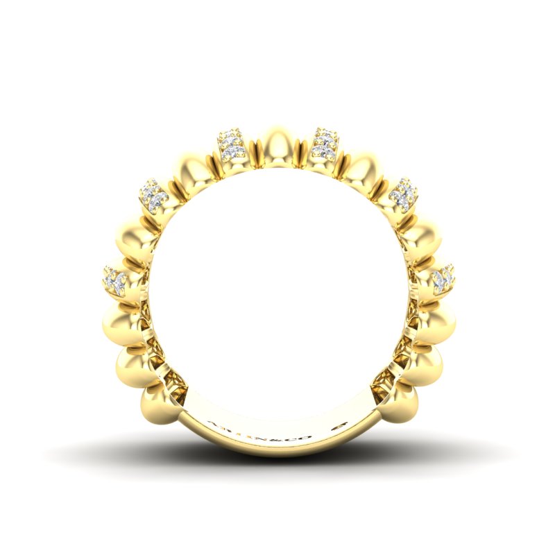 14K Gold Alternate Diamond Wide Dome Ring - Abtin & Company 