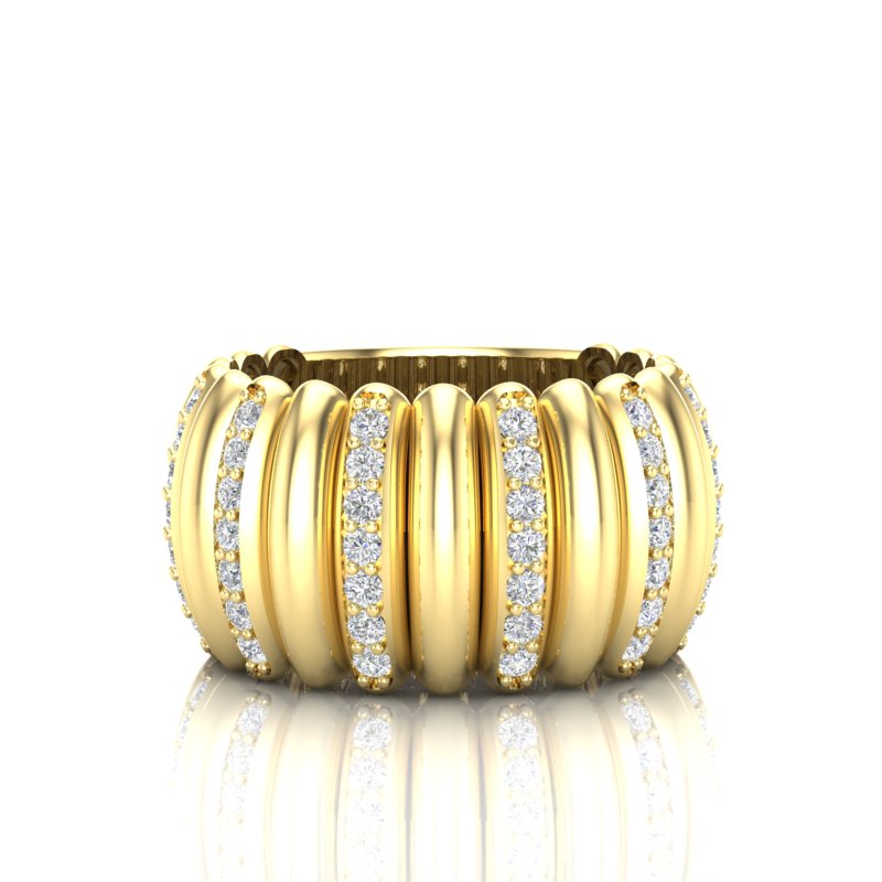 14K Gold Alternate Diamond Wide Dome Ring - Abtin & Company 