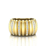 14K Gold Alternate Diamond Wide Dome Ring - Abtin & Company 
