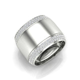 14K Yellow Gold Classic Wide High Polished Border Cigar Diamond Band Ring - Abtin & Company 