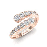 14K Gold Diamond Bezel Bypass Stacking Ring Band - Abtin & Company 