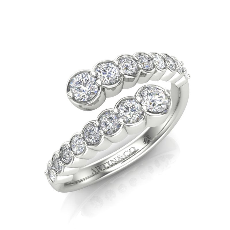 14K Gold Diamond Bezel Bypass Stacking Ring Band - Abtin & Company 